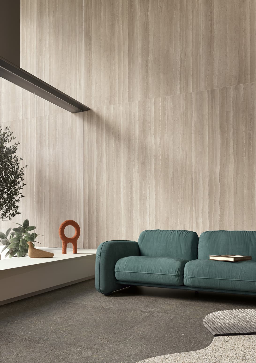 NS Travertine Sabbia Vein-cut in architectural space