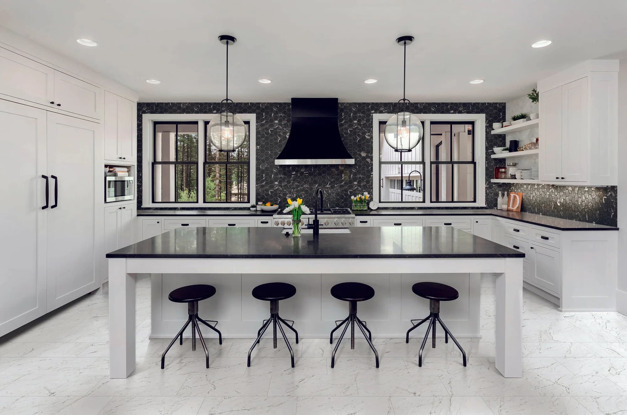 Marbles Carrara White in architectural space