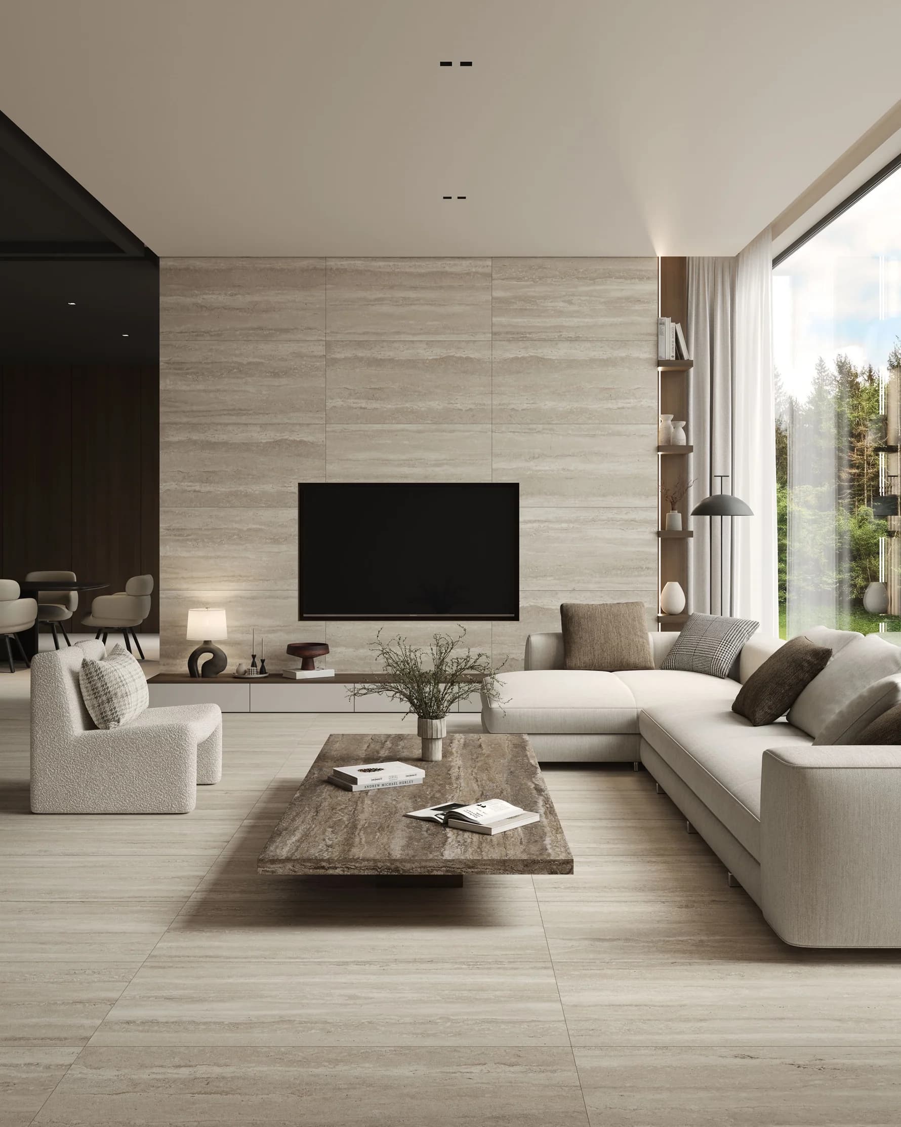 Travertine Titanium Pre-Fab in architectural space