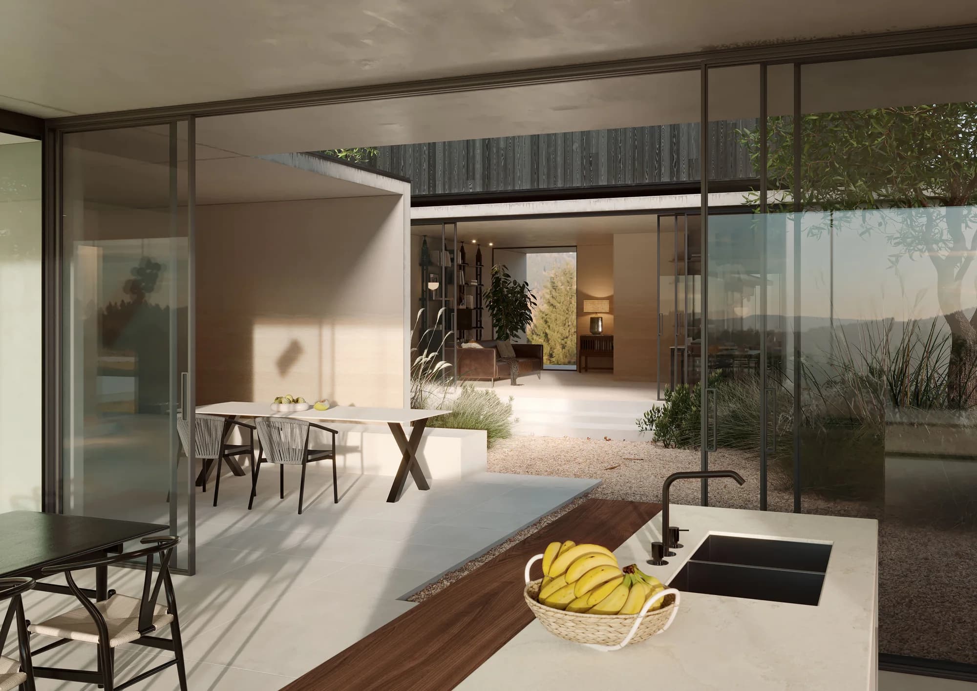 EcoStone Fog Cross Cut Pre-Fab in architectural space