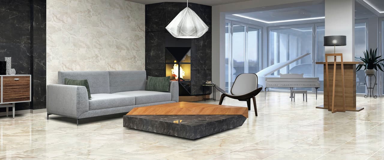 Carrara Onyx Grey in architectural space