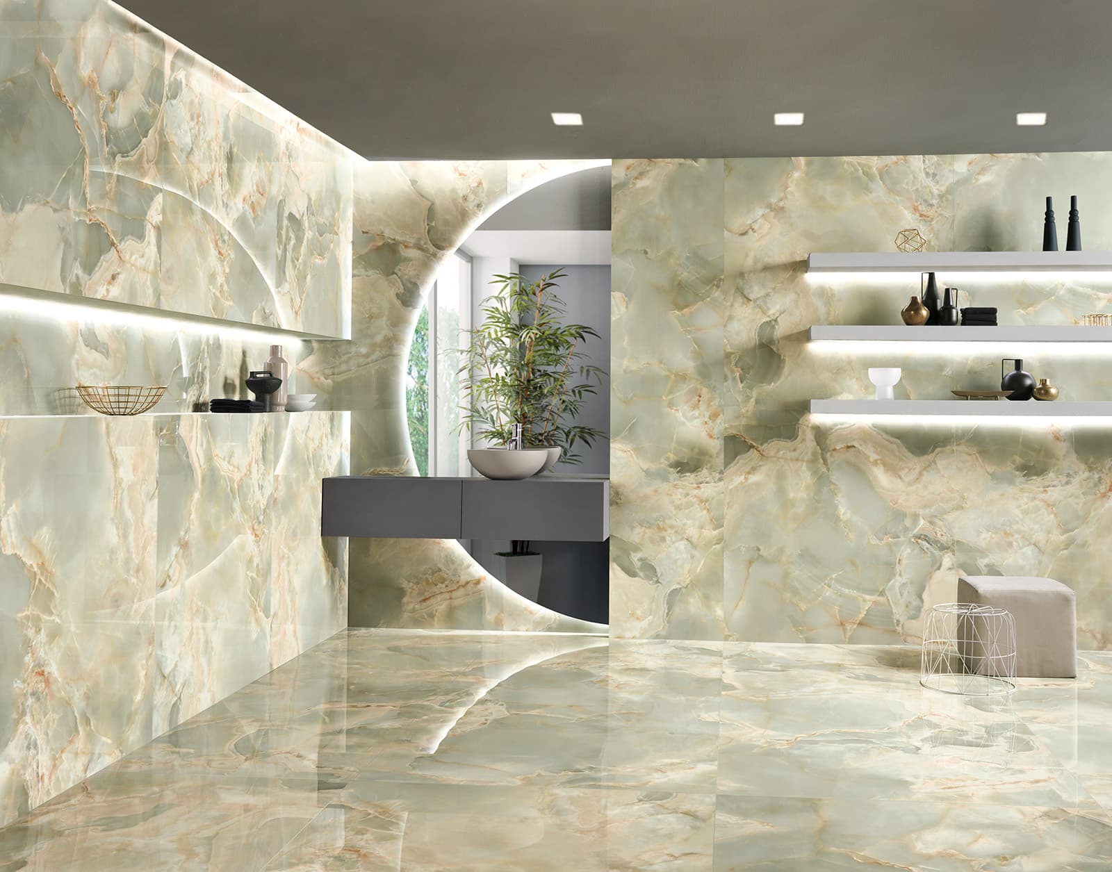 Onice Smeraldo in architectural space